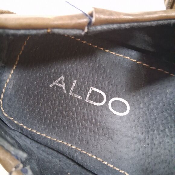 ALDO Men\'s Leather Driving Loafers Green Brown Old Money Size 43 main image 8